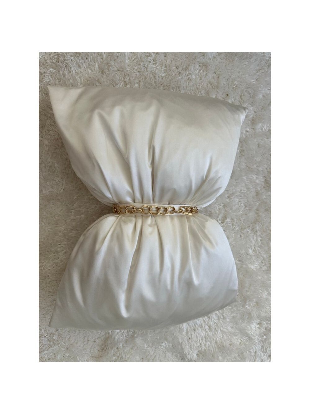 Pillow Cream Gold Bow Accent Decorative Chain One Size